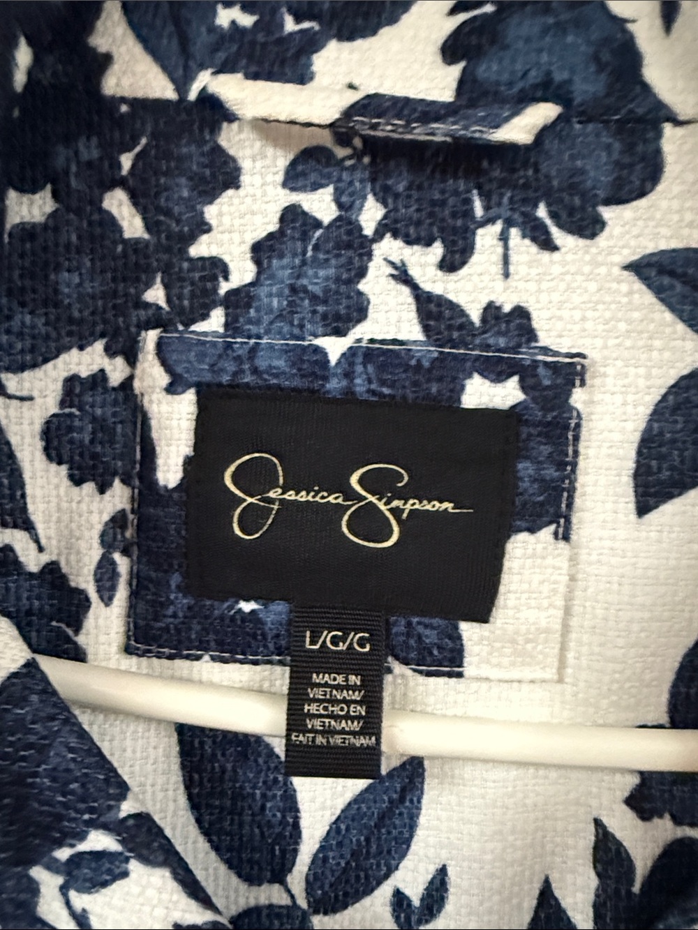 Jessica Simpson Navy & White Floral Trench Coat - Picture 3 of 7